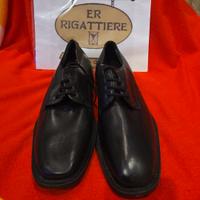 ER-STOCK-175 # SCARPE TG:43 NERE VERO CUOIO S/SCA