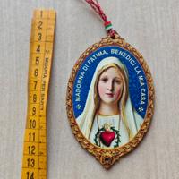 Splendida icona ovale legno della Madonna Fatima
