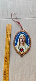 Splendida icona ovale legno della Madonna Fatima