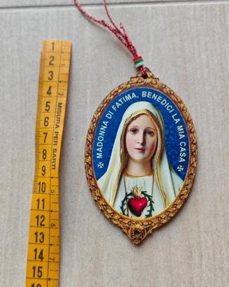 Splendida icona ovale legno della Madonna Fatima