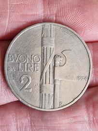 moneta 2 lire Vittorio Emanuele Terzo 1924
