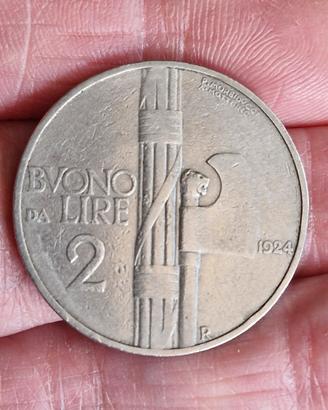 moneta 2 lire Vittorio Emanuele Terzo 1924