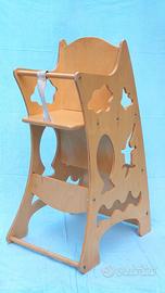 Seggiolone in legno per bambini 3 in 1, decorato.