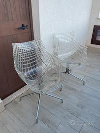 Coppia sedie-poltroncina plexiglass trasparente
