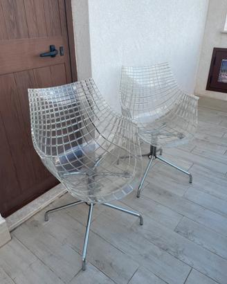 Coppia sedie-poltroncina plexiglass trasparente
