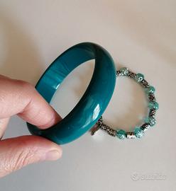 Bracciale rigido bombato verde acqua marina 