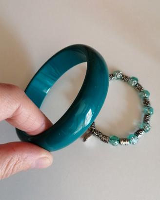 Bracciale rigido bombato verde acqua marina 