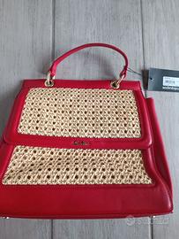 borsetta donna rossa e beige brand SODINI