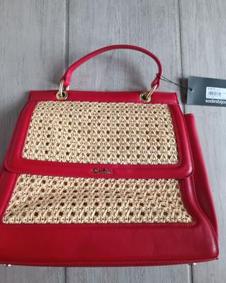 borsetta donna rossa e beige brand SODINI