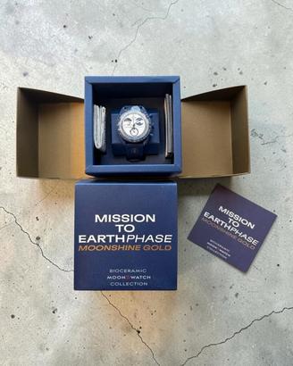 OMEGA SWATCH Earthphase Moonshine Gold BLU NUOVO 
