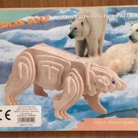Puzzle legno costruzione 3d orso polare nuovo