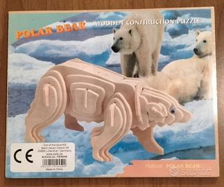 Puzzle legno costruzione 3d orso polare nuovo