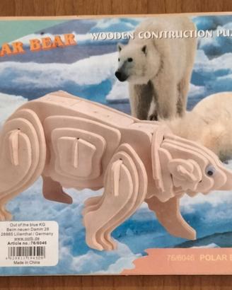 Puzzle legno costruzione 3d orso polare nuovo
