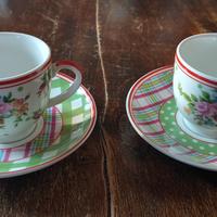 COPPIA TAZZINE CAFFE' DECORO FIORI