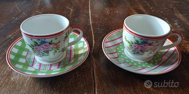 COPPIA TAZZINE CAFFE' DECORO FIORI