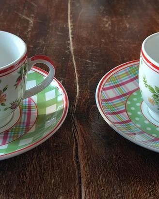 COPPIA TAZZINE CAFFE' DECORO FIORI