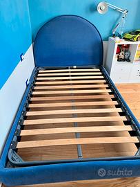 Letto 1 piazza e 1/2 blu, imbottito