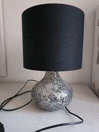 coppia di lampade da comodino nero e argento 