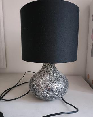 coppia di lampade da comodino nero e argento 