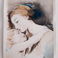 Quadro dipinto a mano in grafite ed acquerelli