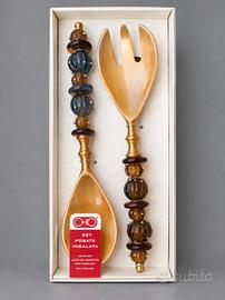 Set posate da insalata vintage in legno nuova