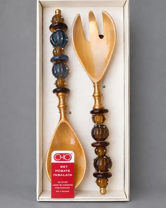 Set posate da insalata vintage in legno nuova