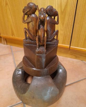 Scultura africana trofeo scimmiette