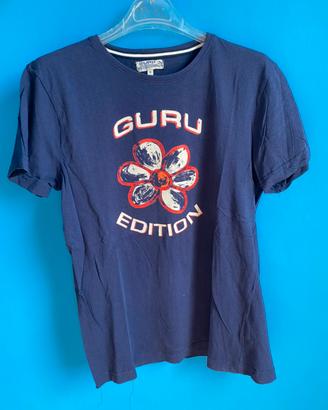 T-shirt Guru in cotone blu, taglia S.