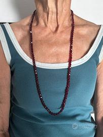 Collana lunga granati rossi sfaccettati 36g