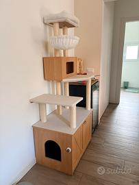 Tiragraffi XL con porta lettiera in legno