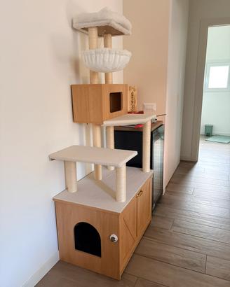 Tiragraffi XL con porta lettiera in legno