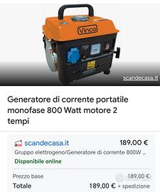 Generatore 800W 2 tempi Nuovo 