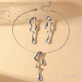 Parure Collana + Orecchini LIQUID SILVER