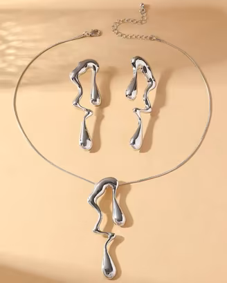Parure Collana + Orecchini LIQUID SILVER