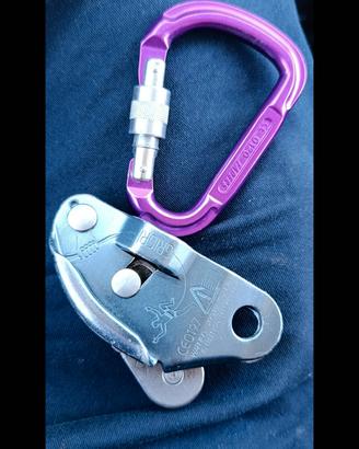 discensore petzl gri gri con moschettone hms