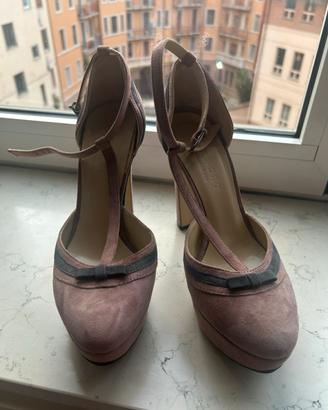 Scarpe T-bar Twin Set rosa con fiocco, tg 38