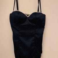 Top bustier in raso blu e pois S Intimissimi