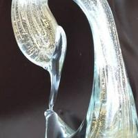 Vetro di Murano: cigno vetro neutro con foglia oro