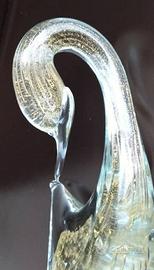 Vetro di Murano: cigno vetro neutro con foglia oro