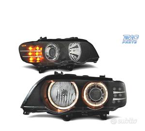 FARI OCCHI ANGEL BMW X5 E53 99-03 FONDO NERO FRECC