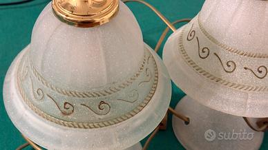 Coppia di bajour da comodino in vetro