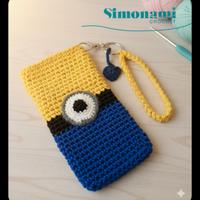 Porta Cellulare Minions  all'uncinetto in cordino 