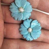 orecchini argento con fiori turchesi