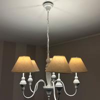 Set lampadario applique / abat jour shabby