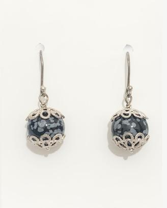 Vintage Orecchini Ossidiana Fiocco di Neve Argento