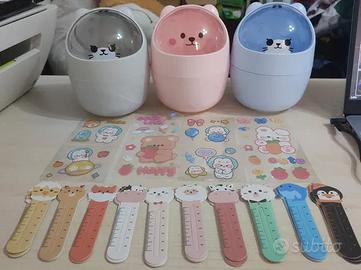 Set 3 portaoggetti + segnalibro animali