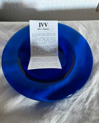 Piatto Centrotavola vetro blu cobalto IVV