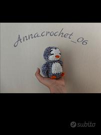 pinguino amigurumi 10 cm in ciniglia | Peluche