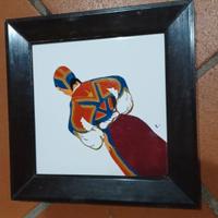 Antica mattonella dipinta a mano - Anni '50