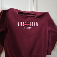 Felpa Girocollo Bordeaux con Stampa Logo "Amsterda